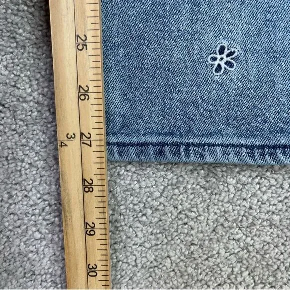 Hollister Dad Jeans Women’s 25 Short Blue Straight High Rise Flower Embroidered - Picture 10 of 12